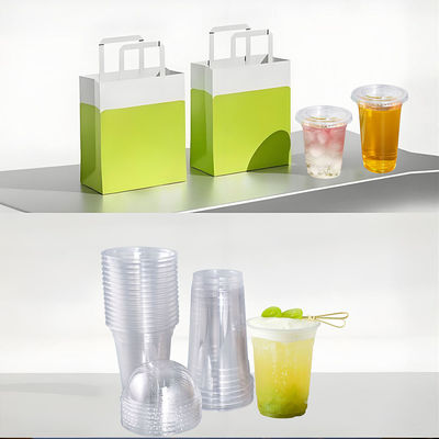Lesense Custom Logo Disposable Clear Cups With Lid Cold Drink Milk Tea Soda PET Material Plastic Cups
