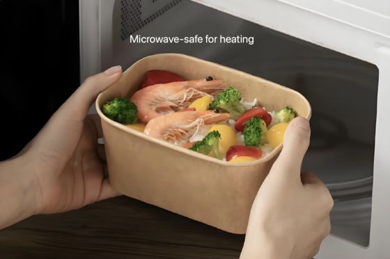 Factory Sale Paper Food Contain Disposable Rectangular Square Kraft Paper Salad Bowl Take Away Paper Bowl
