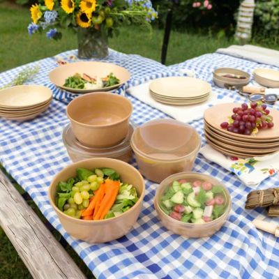 Factory Wholesale Disposable Kraft Paper Bowls 500ml 1000ml Food Packaging Containers UV Coating Embossing