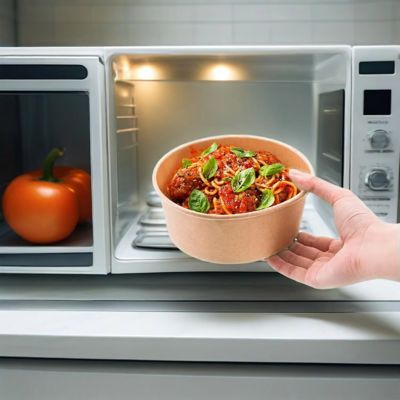 Factory Wholesale Disposable Kraft Paper Bowls 500ml 1000ml Food Packaging Containers UV Coating Embossing