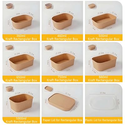 Factory Wholesale Disposable Kraft Paper Bowls 500ml 1000ml Food Packaging Containers UV Coating Embossing