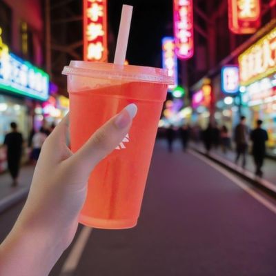Wholesale Custom logo Smoothie PP Hard Plastic Cup with love Stopper Plastic Lid