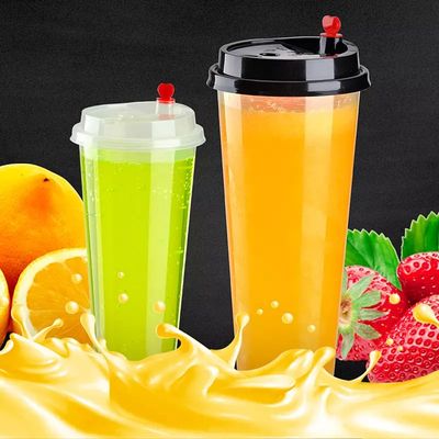 Lesense 90mm Transparent Injection Mould Thick Wall PP Cup with Lid and Straws