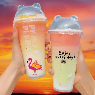 Custom Logo 500ml 16oz PP Injection Clear Cups Smoothie Cold Drink Milktea Boba Bubble Takeaway Cups