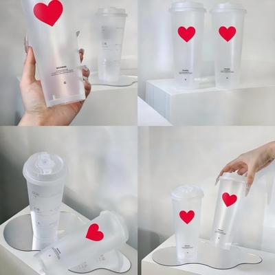 Lesense OEM Frost Flex Cups 16oz Custom logo Disposable Thick Smoothie PP Frosted Cups for Wedding