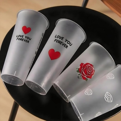 Lesense OEM Frost Flex Cups 16oz Custom logo Disposable Thick Smoothie PP Frosted Cups for Wedding