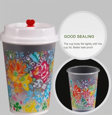 Lesense OEM Frost Flex Cups 16oz Custom logo Disposable Thick Smoothie PP Frosted Cups for Wedding