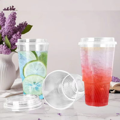 PP Material 108 Caliber 1000ml Torch Shaped Milk Tea Plastic Cup Manufacturer's with Customizable Logo 