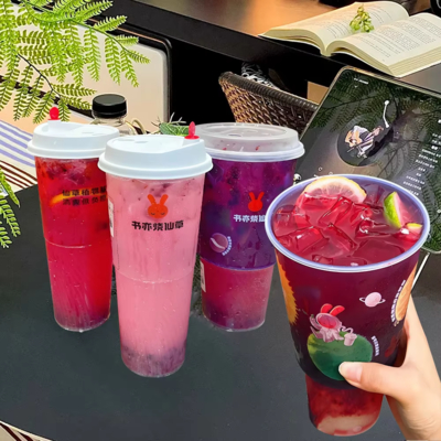 PP Material 108 Caliber 1000ml Torch Shaped Milk Tea Plastic Cup Manufacturer's with Customizable Logo 
