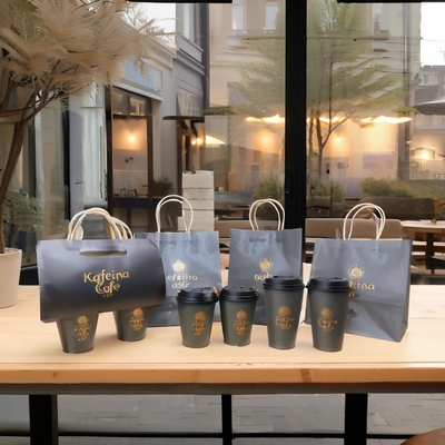 4Oz 8Oz 12Oz 16Oz Biodegradable Cafe Cups Single Wall Double Walls Gold Foil Paper Cups With Lids