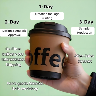 4Oz 8Oz 12Oz 16Oz Biodegradable Cafe Cups Single Wall Double Walls Gold Foil Paper Cups With Lids