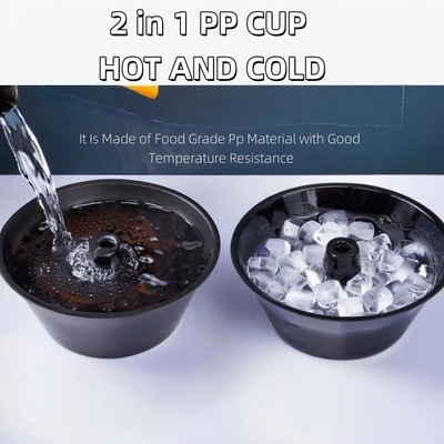 2 in 1 Black Plastic Cup with Holder Snack and Drink in One Cup Hotpot Bubble Cup With Bowl on Top