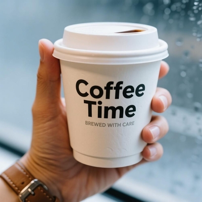OEM Disposable White Kraft Paper Coffee Cup Custom Logo Wrapping Gold Foil Hot Stamping Paper Cups