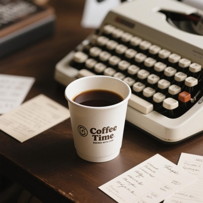 OEM Disposable White Kraft Paper Coffee Cup Custom Logo Wrapping Gold Foil Hot Stamping Paper Cups