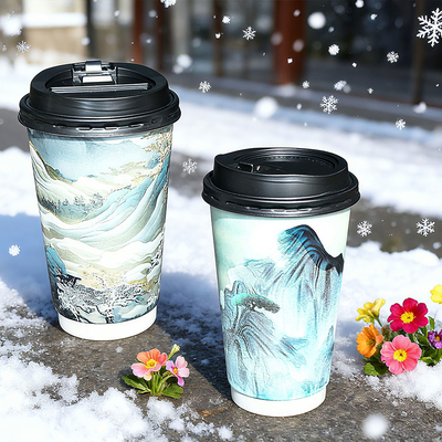 Custom Logo Floral Carton Paper Cups Gold Foil Stamping Biodegradable Coffee Paper Cup for Water/Coffee/Tea
