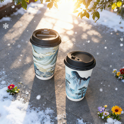 Custom Logo Floral Carton Paper Cups Gold Foil Stamping Biodegradable Coffee Paper Cup for Water/Coffee/Tea