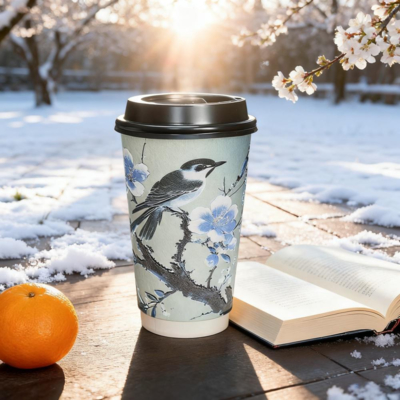 Custom Logo Floral Carton Paper Cups Gold Foil Stamping Biodegradable Coffee Paper Cup for Water/Coffee/Tea