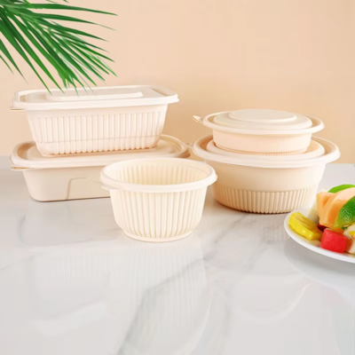 8 Inch Take Out Food Microvable Biodegradable 100% Compostable to Go Corn Starch Lunch Box Container