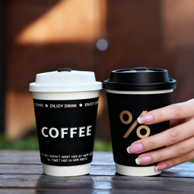 Custom Printed Disposable Coffee Cup 8oz 12oz 16oz Takeaway Single Double Wall Tea Hot Drink Paper Cup