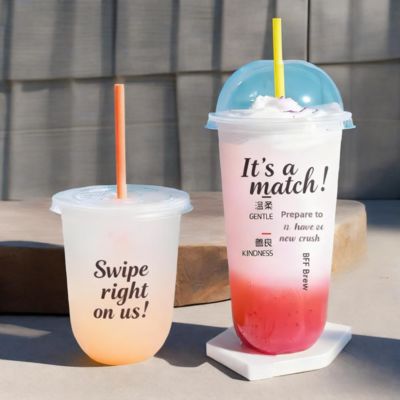 12/14/16/20oz Custom Printed Logo Clear PLA U Shape Juice Bubble Tea Ice Coffee Plastic Cups