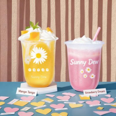 12/14/16/20oz Custom Printed Logo Clear PLA U Shape Juice Bubble Tea Ice Coffee Plastic Cups