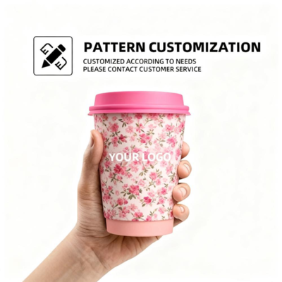 Custom Logo Biodegradable Coffee Paper Cup 8oz 12oz 16oz Double-Wall Kraft Paper Cups for Hot Latte