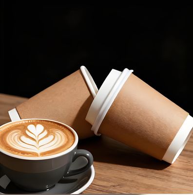 Personalized Custom Printed Brown Kraft Paper Cups 8oz 12oz 16oz 20oz Double Wall Paper Cups