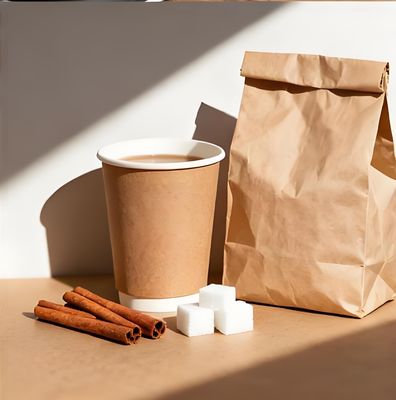 Personalized Custom Printed Brown Kraft Paper Cups 8oz 12oz 16oz 20oz Double Wall Paper Cups