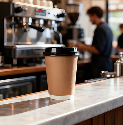 Personalized Custom Printed Brown Kraft Paper Cups 8oz 12oz 16oz 20oz Double Wall Paper Cups