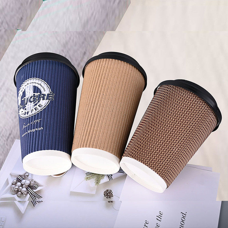 12oz Food Grade 16oz Ripple Cups Paper Espresso Cups PE Coat Coffee Hot Drinks