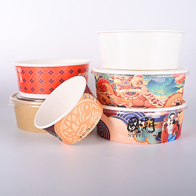 Rigid Salad Disposable Paper Food Packaging Kraft Paper Bowls For Safe Storage