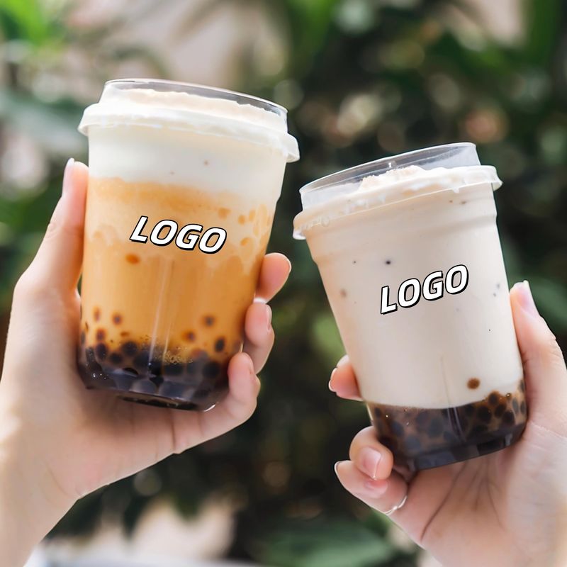 Custom 500ml U Shape PET Plastic Cups Disposable Cold Drink Boba Tea Coffee Cups Lids Hot Sale Logo Printed U Shape Plastic Cups