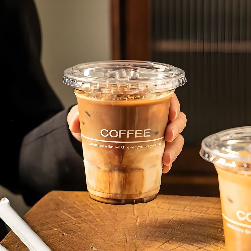 98mm Clear 16 oz Cups Disposable Plastic Transparent Cup Lids for Coffee Milkshake Ice Cream