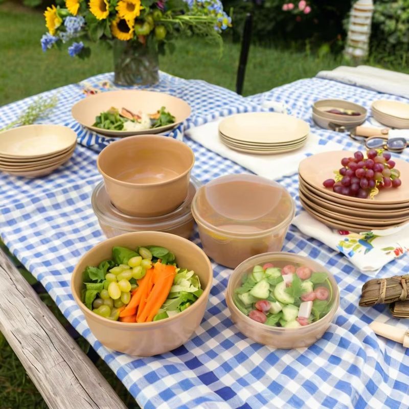 Factory Wholesale Disposable Kraft Paper Bowls 500ml 1000ml Food Packaging Containers UV Coating Embossing