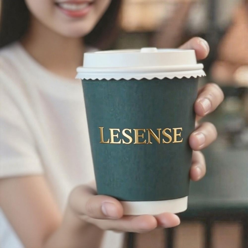 Custom Disposable Cups 12 14 16 20 22oz Hot Cups Gold Silver Foil Stamping Take Away Cups with logo