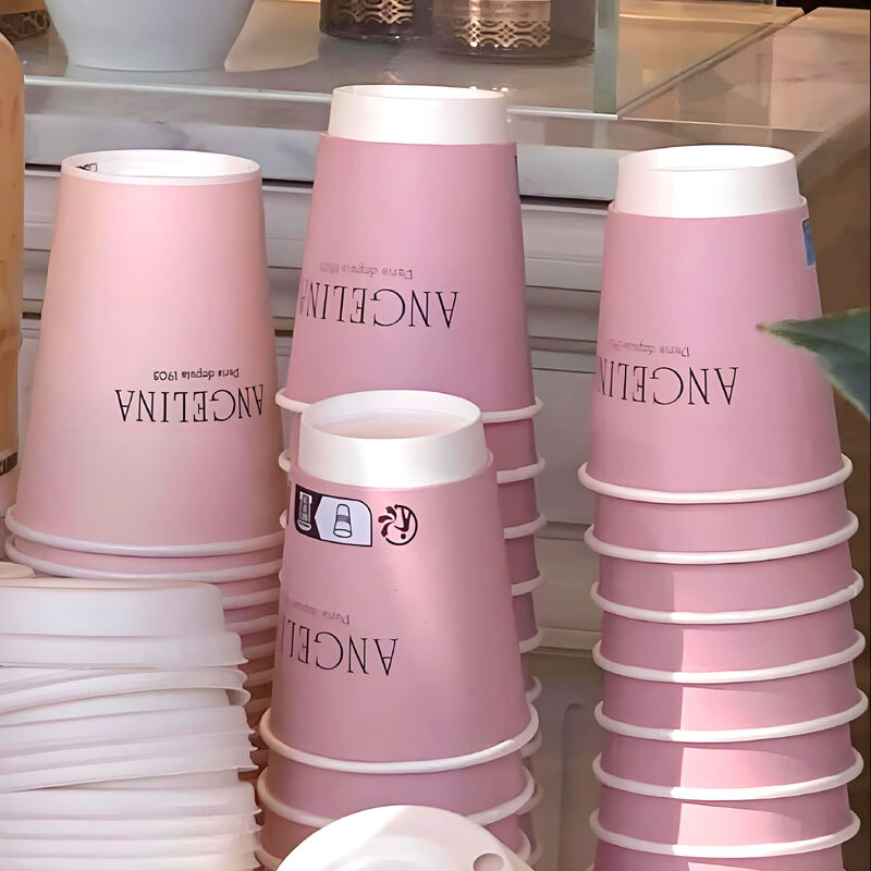 Single Wall & Double Wall Pink Gold Foil Paper Coffee Cups with Lids ...