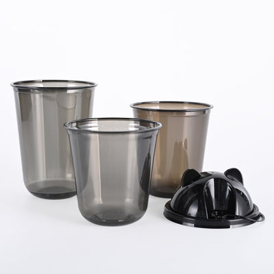 12oz 16oz U-förmige Plastikbecher durchsichtig schwarz für Milch Tee Joghurt