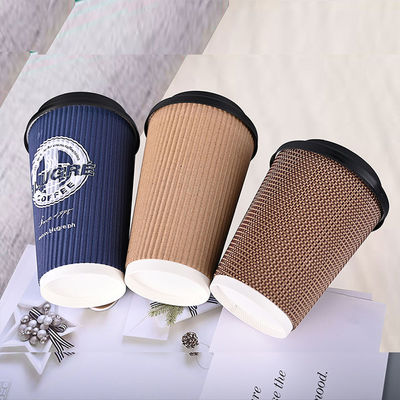 Ein guter Preis. 12oz Lebensmittelqualität 16oz Ripple Tassen Papier Espresso Tassen PE Mantel Kaffee heiße Getränke Online