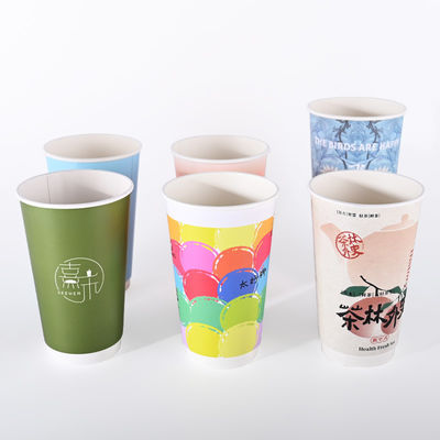 Tazze di carta compostabili Kraft Bianco Tazze di caffè a porta a domicilio a doppia parete con coperchio