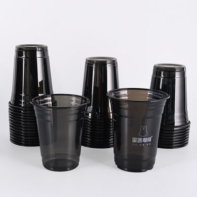 Goede prijs. Persoonlijk geprinte transparante PET-plastiekbekers zwart voor het drinken van koffie online