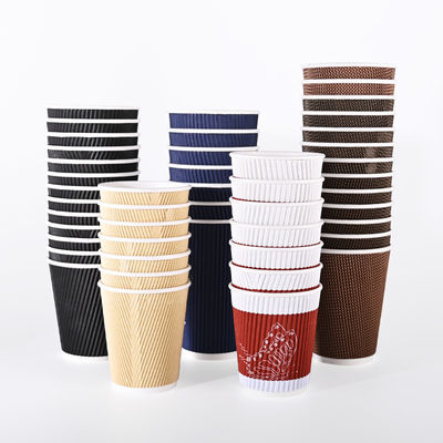 Ein guter Preis. 10oz 12oz 16oz Kraft Ripple Papierbecher Kartonbecher mit Deckel Online