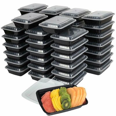 Contenitore alimentare in PP monouso rettangolare da 1000 ml, microonde, con coperchio