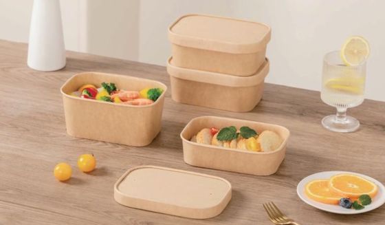750/1000/1500/2000 ml Einwegpapier-Lebensmittelbehälter mit hohem Kuppeldeckel