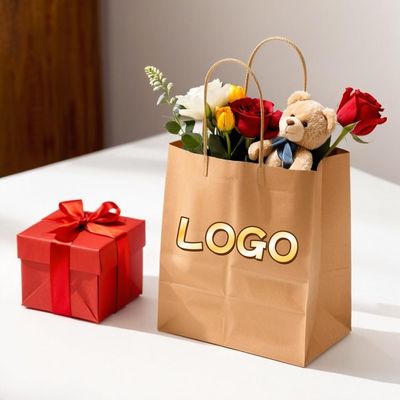 Un buon prezzo. Sacchetti di carta Kraft marrone di lusso Giorno di San Valentino Edizione limitata Sacchetti regalo personalizzati con logo Sacchetto di caffè da asporto duro per il favore della festa in linea