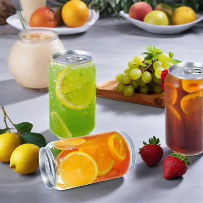 Bouteilles chaudes de jus en plastique en PET de 330 ml avec bouchon de boîte en aluminium jetables transparentes résistantes aux fuites pour les jus, les smoothies et le café