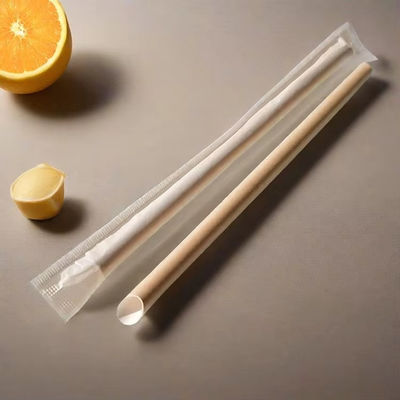 Wholesale Eco-Friendly 6mm*197 210 230 240mm Biodegradable Kraft Paper Straw Disposable Drinking Straw Wrapped Natural Material