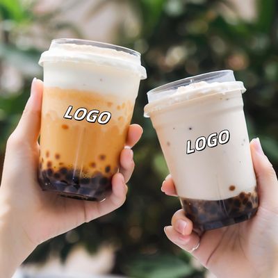 Custom 500ml U Shape PET Plastic Cups Disposable Cold Drink Boba Tea Coffee Cups Lids Hot Sale Logo Printed U Shape Plastic Cups