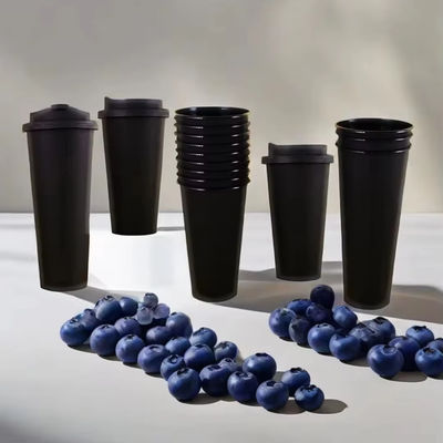 New Design Black Frosted Injection Cup 90mm Milktea Cup Coffee Take Away Cup Custom Printed
