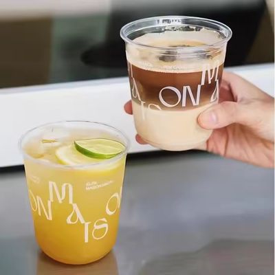 Factory Custom Printing logo Disposable Plastic Cups Soft clear Bubble Boba Tea Plastic Cup with Lid
