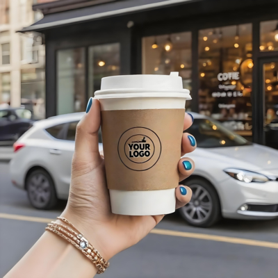 Custom Logo White PLA Paper Cup 4oz 8oz 10oz 12oz 14oz 16oz 20oz 22oz Biological Kraft Paper Coffee Cups